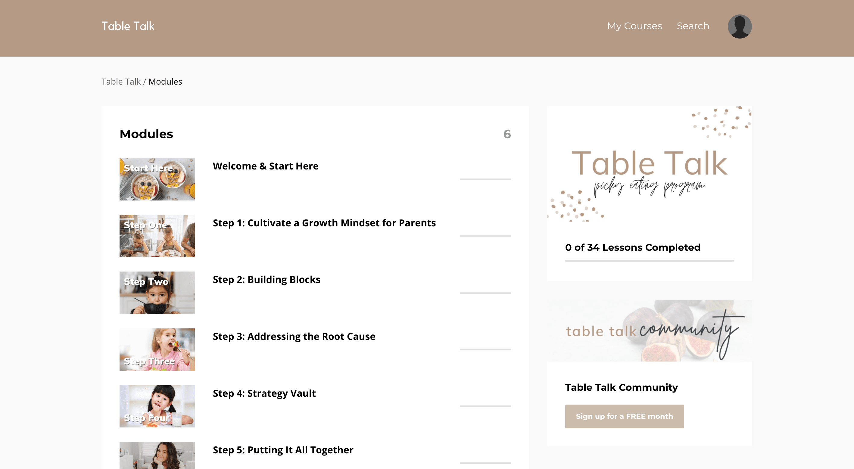 Table Talk Course Screenshot 3