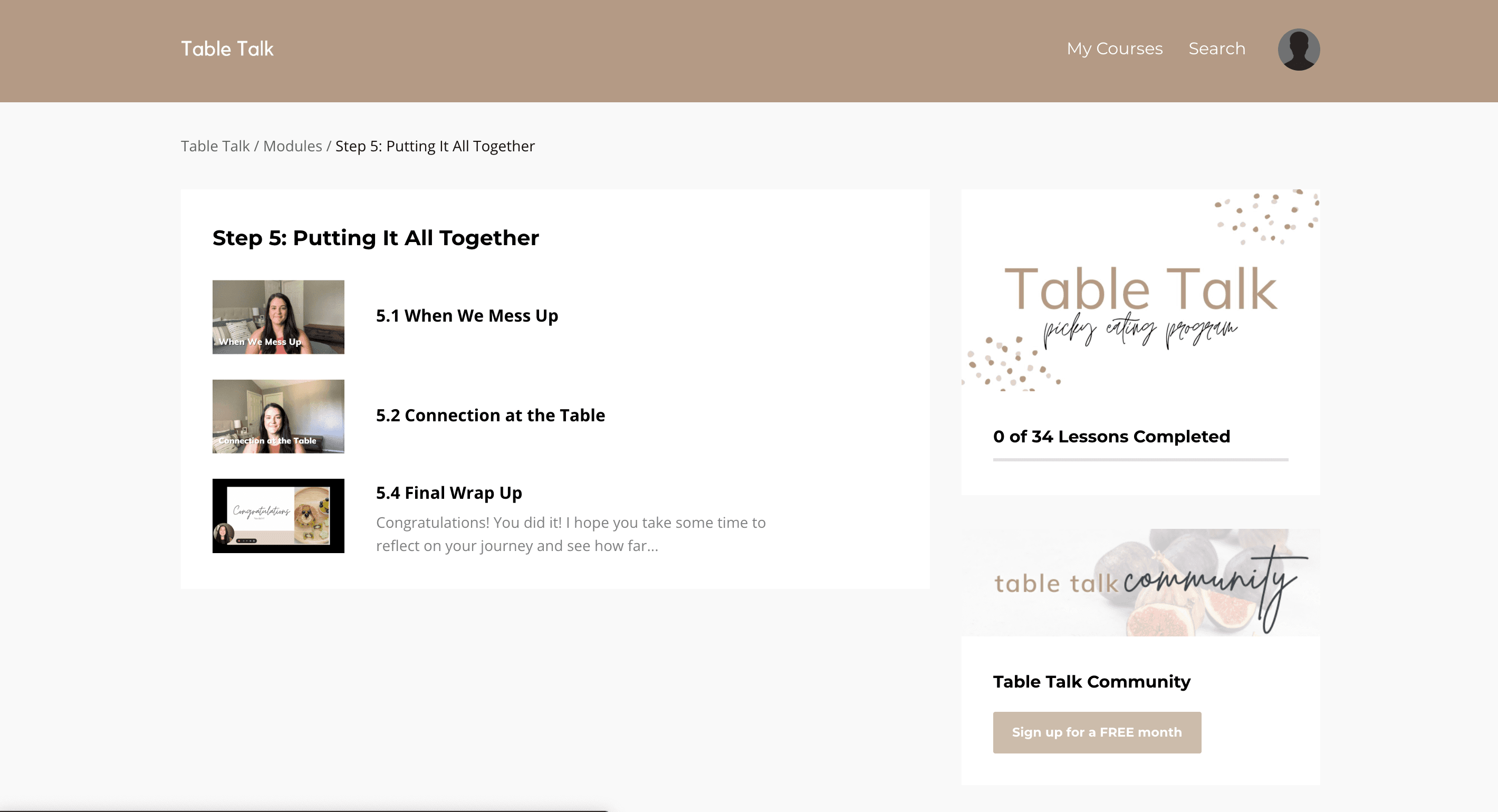 Table Talk Course Screenshot 4