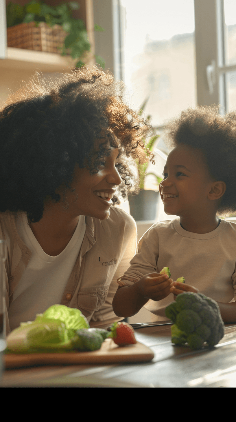 Mom enjoying a snack with her toddler