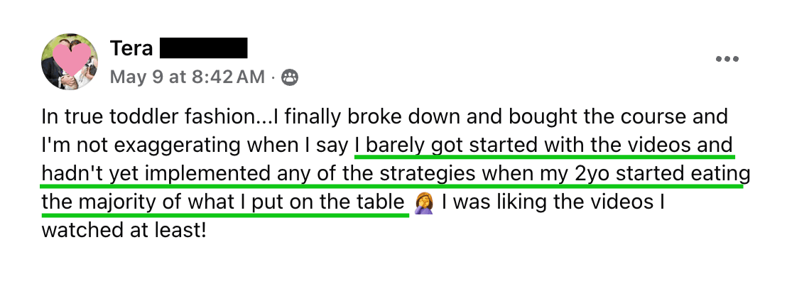 2 year old started eating what I put on the table