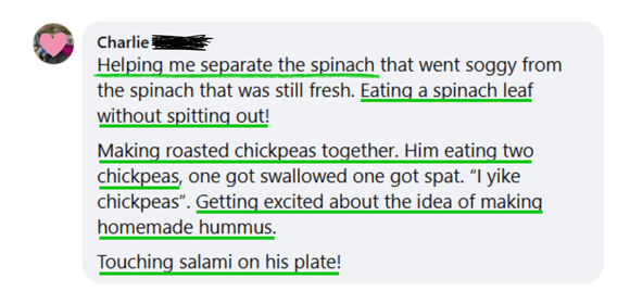 Eating a spinach leaf without spitting out