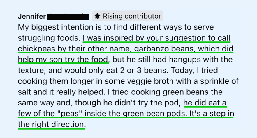 He did eat a few of the peas