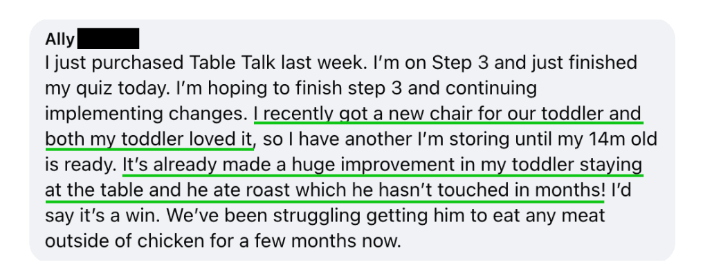 Made a huge improvement in my toddler staying at the table
