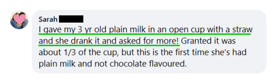 My 3 year old drank plain milk and asked for more