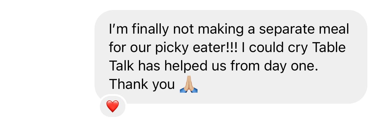 A review saying our course has allowed her to cook 1 meal for the whole family