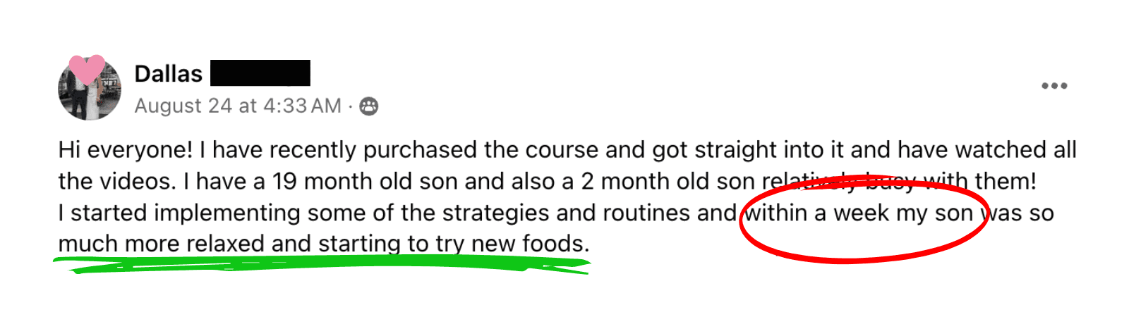 1 Week - More Relaxed To Try New Foods