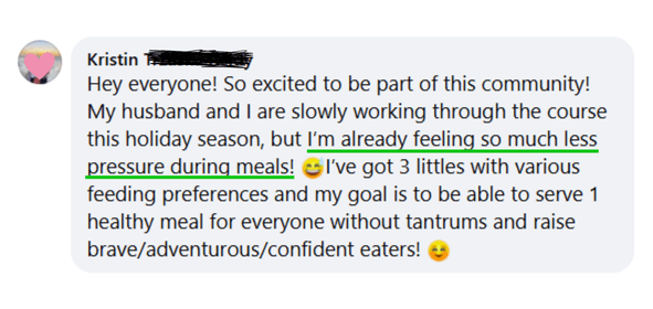 Already Feeling So Much Less Pressure During Meals!