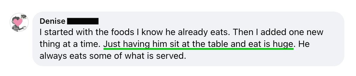 Having Him Sit at the Table & Eat