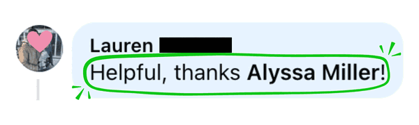 Helpful, Thanks Alyssa Miller!