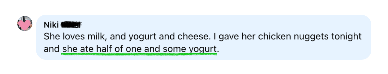 She Ate Half of Chicken Nuggets & Some Yogurt