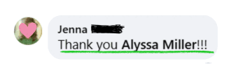 Thank You Alyssa Miller!!!