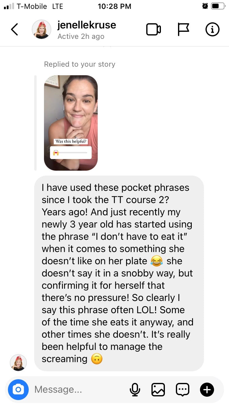 A review saying our course using no pressure techniques got her toddler to stop screaming