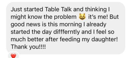 A review saying our course taught her that she was using the wrong tactics for her picky eater